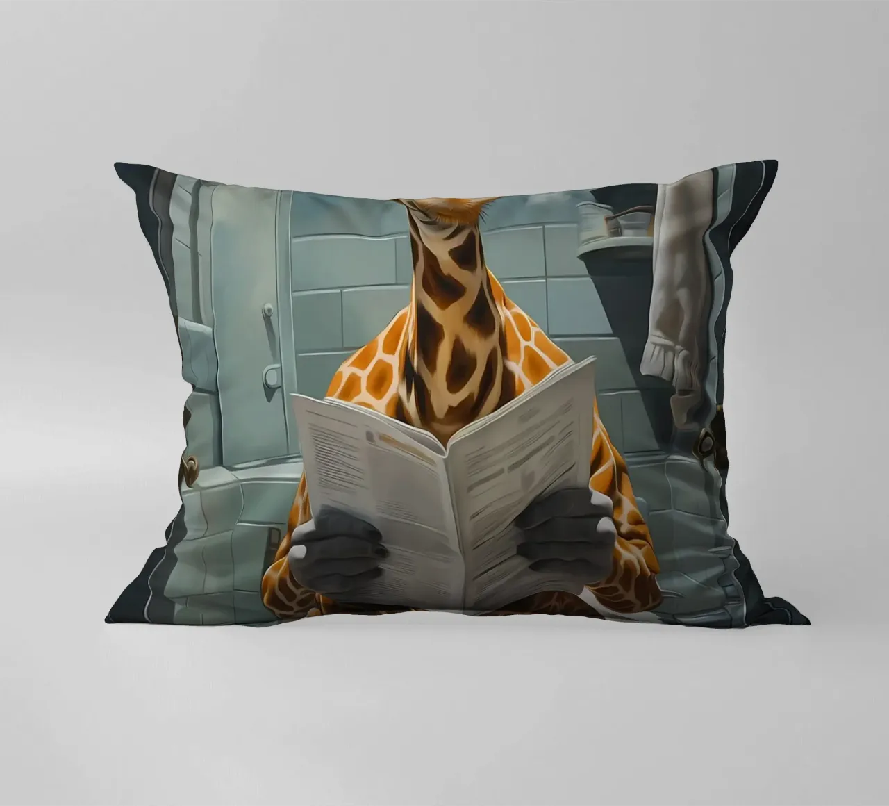 Giraffa Morning Business cuscino da Adrian Patel