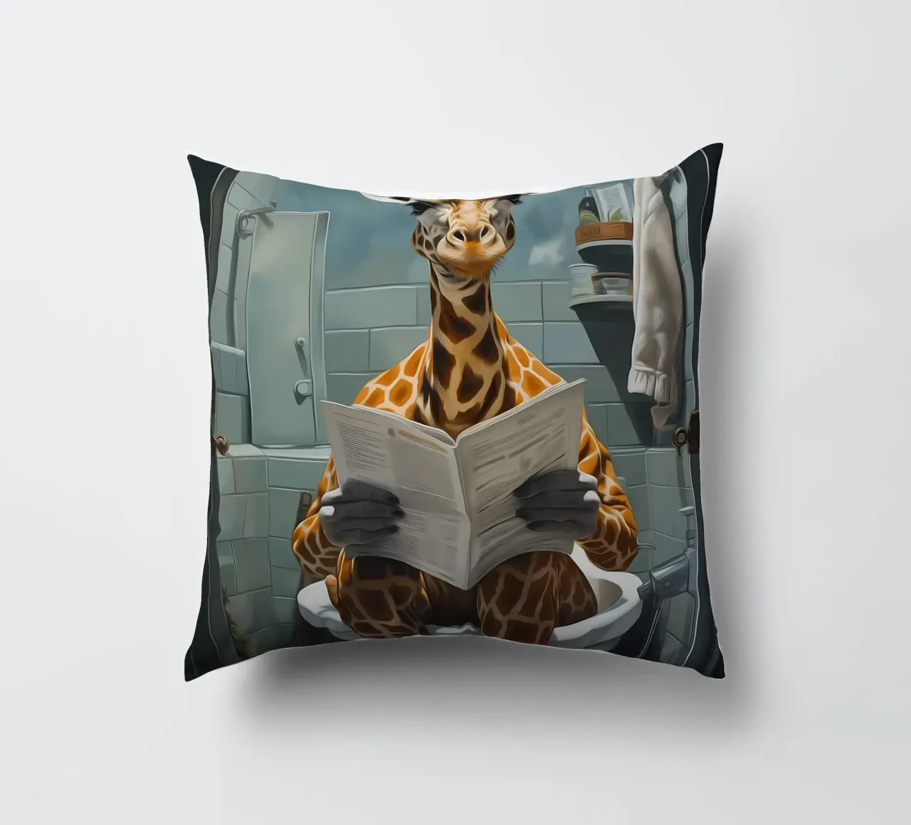 Giraffa Morning Business cuscino da Adrian Patel