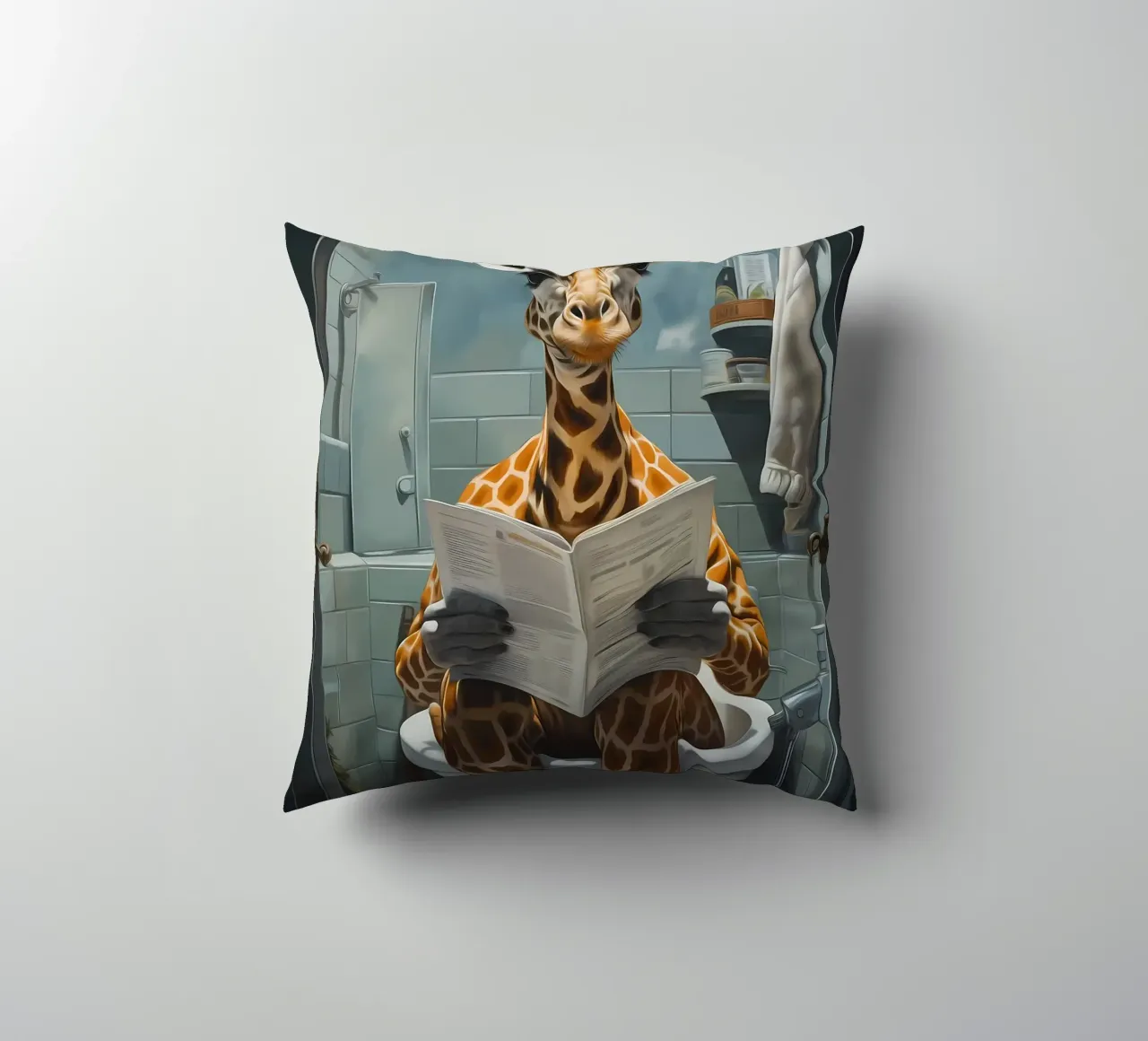 Giraffa Morning Business cuscino da Adrian Patel