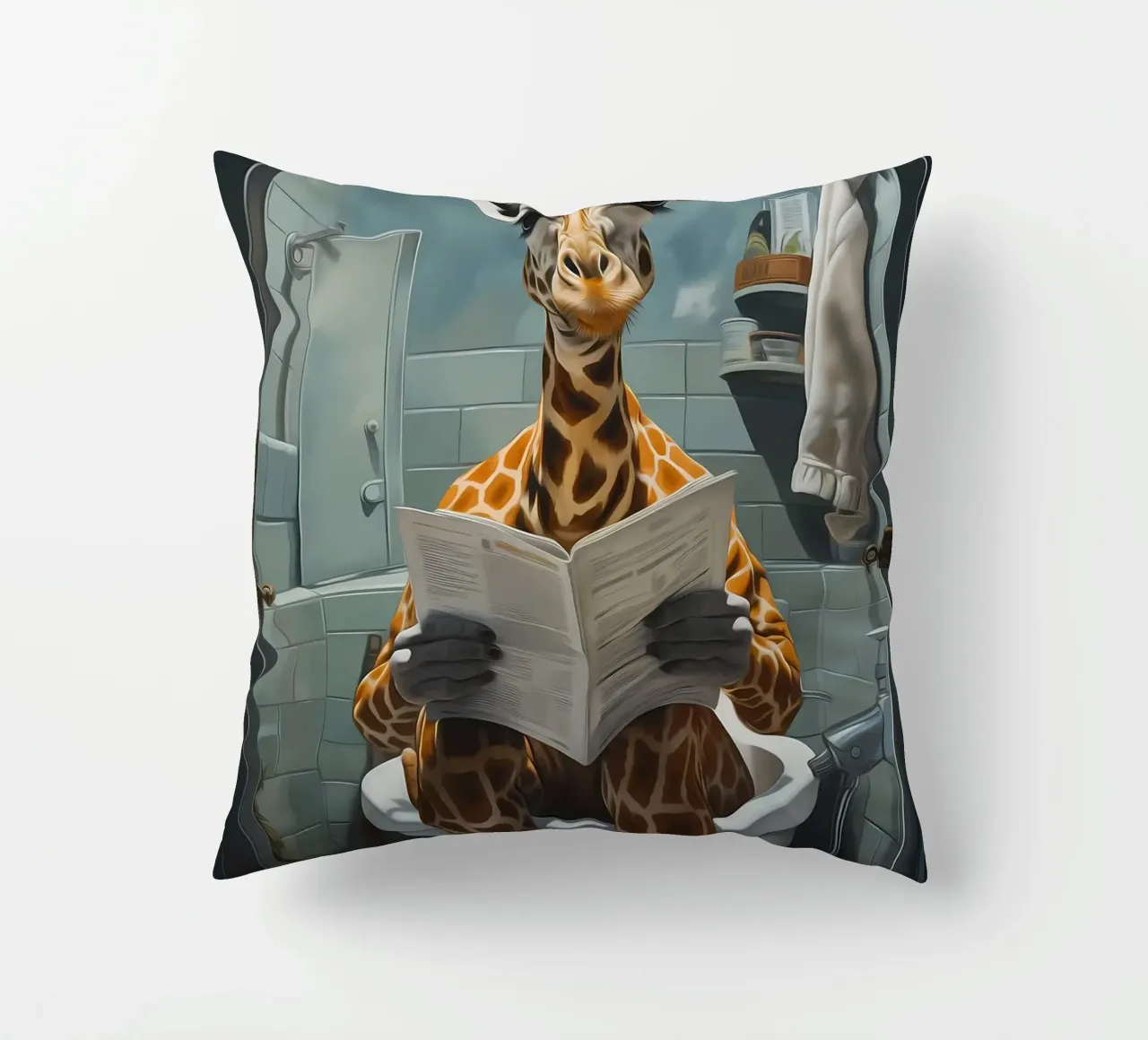Giraffa Morning Business cuscino da Adrian Patel