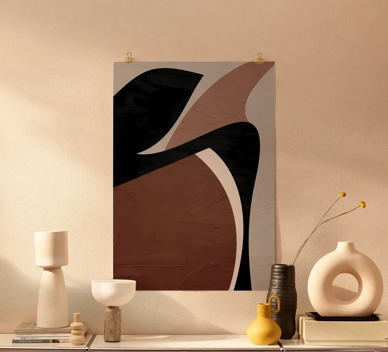 ASTRATTO ORGANICO 227A poster con telaio in legno da Aiden Garcia