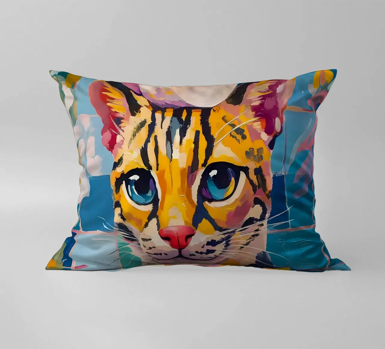 Cat with Toilet Paper decorative cushion by Adrian Patel