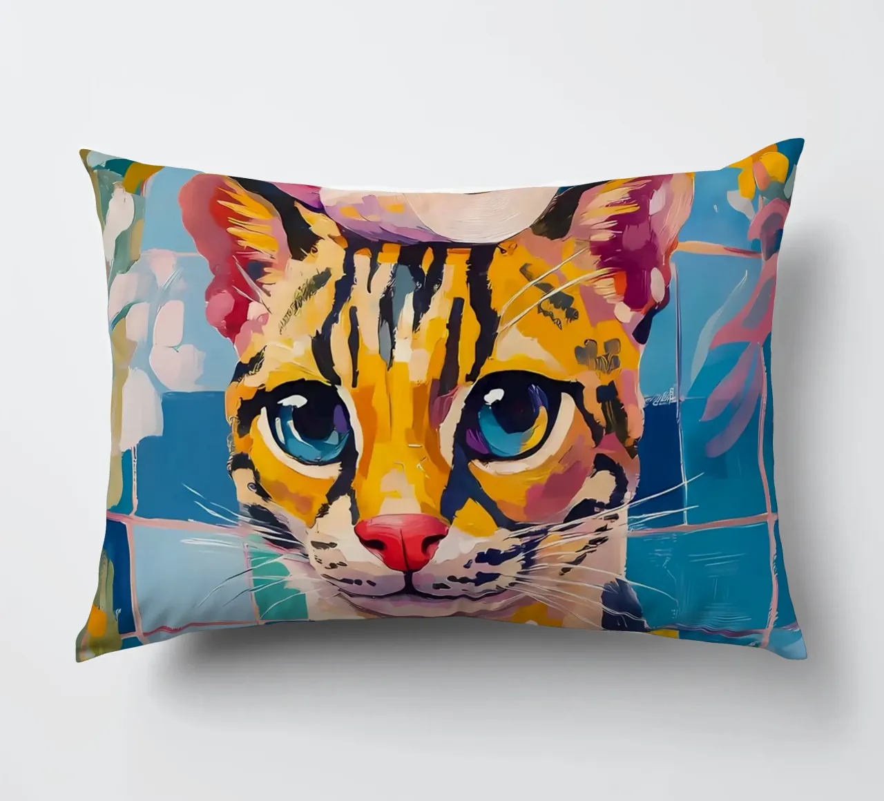 Cat with Toilet Paper decorative cushion by Adrian Patel