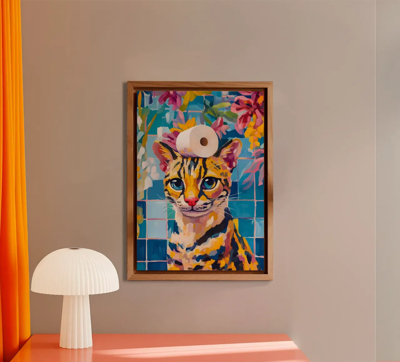 Cat with Toilet Paper alu-dibond by Adrian Patel