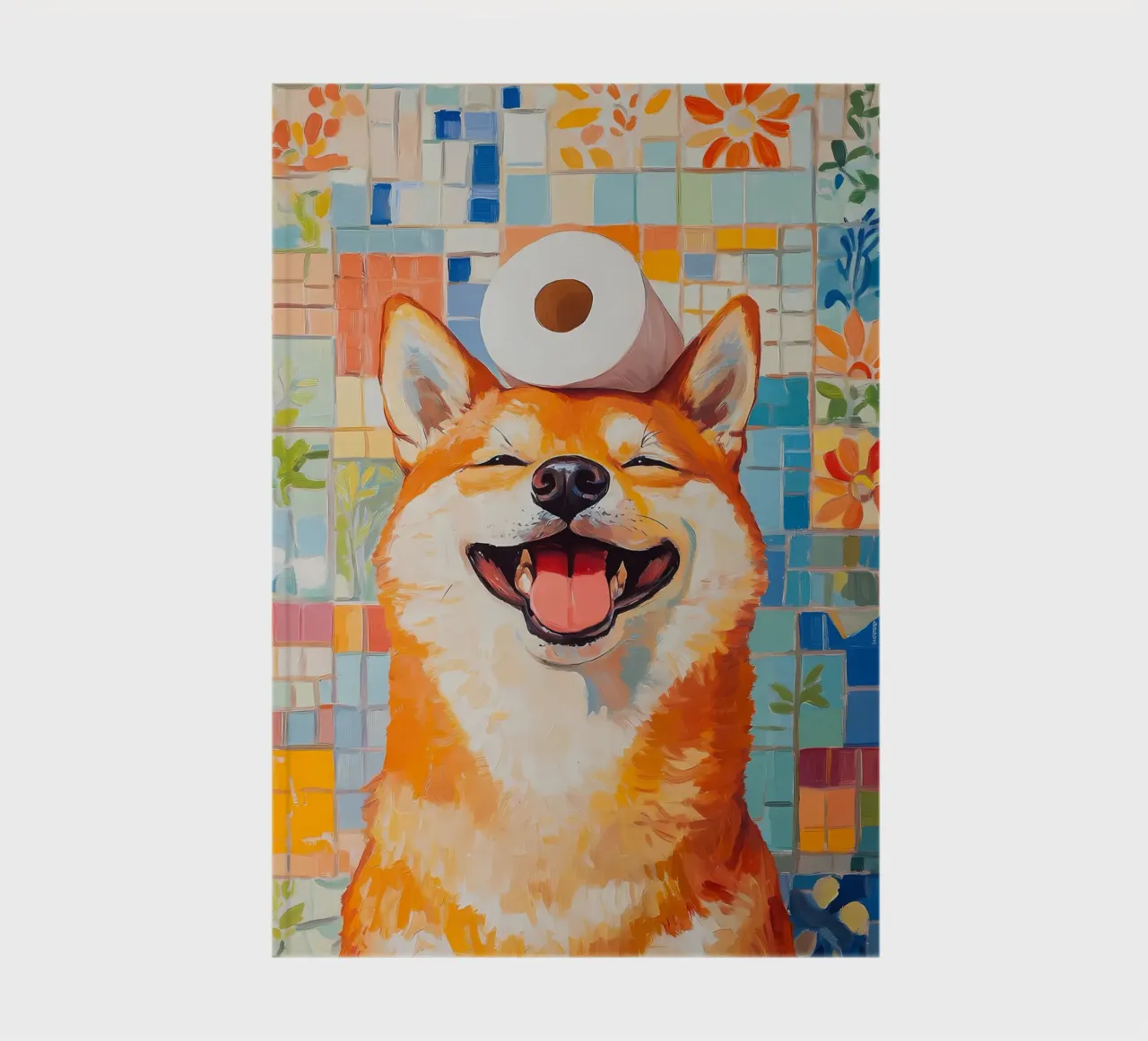 Smiling Shiba Inu with Toilet Paper notebook by Adrian Patel