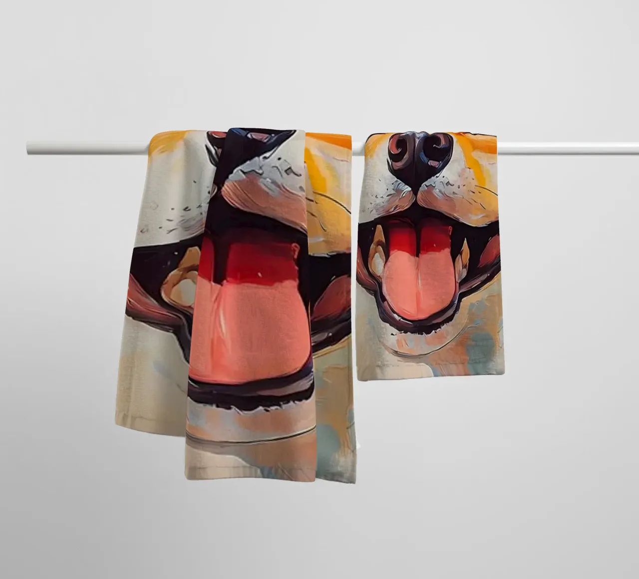 Shiba Inu sorridente con la carta igienica asciugamano da bagno da Adrian Patel