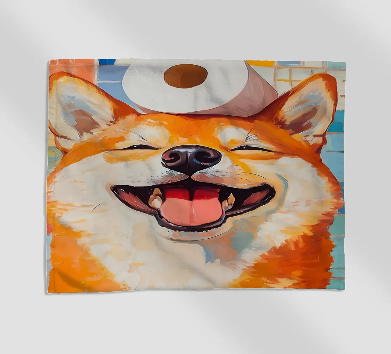 Shiba Inu sorridente con la carta igienica telo mare da Adrian Patel