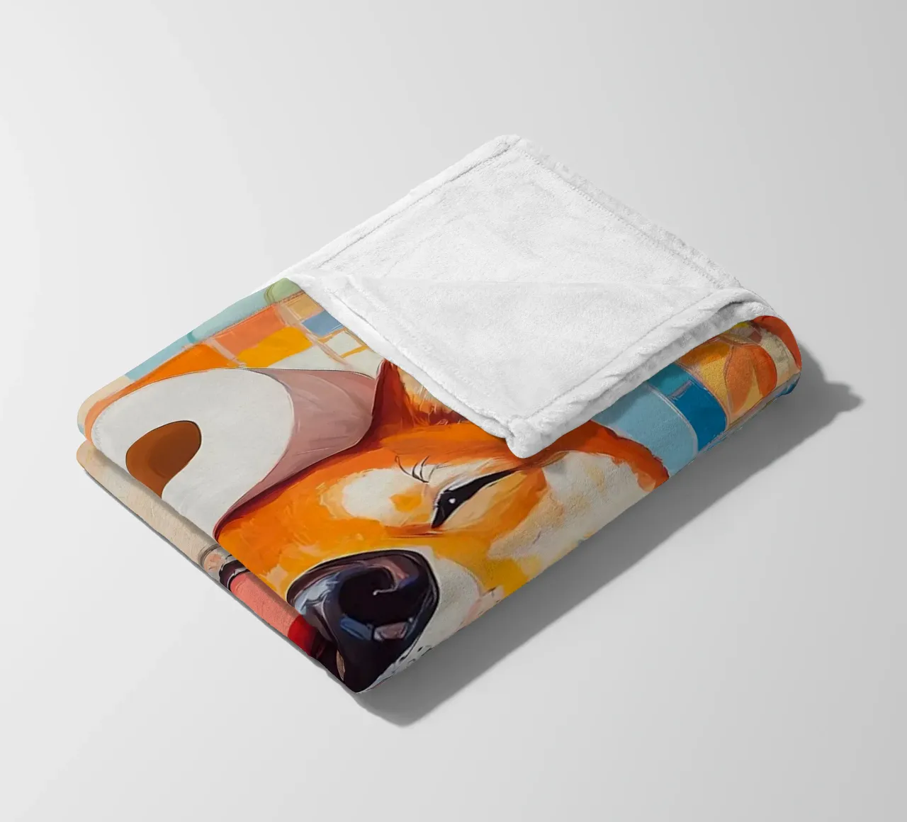 Shiba Inu sorridente con la carta igienica coperta in pile da Adrian Patel