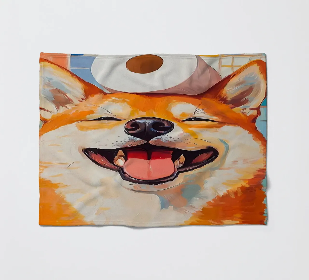 Shiba Inu sorridente con la carta igienica coperta in pile da Adrian Patel