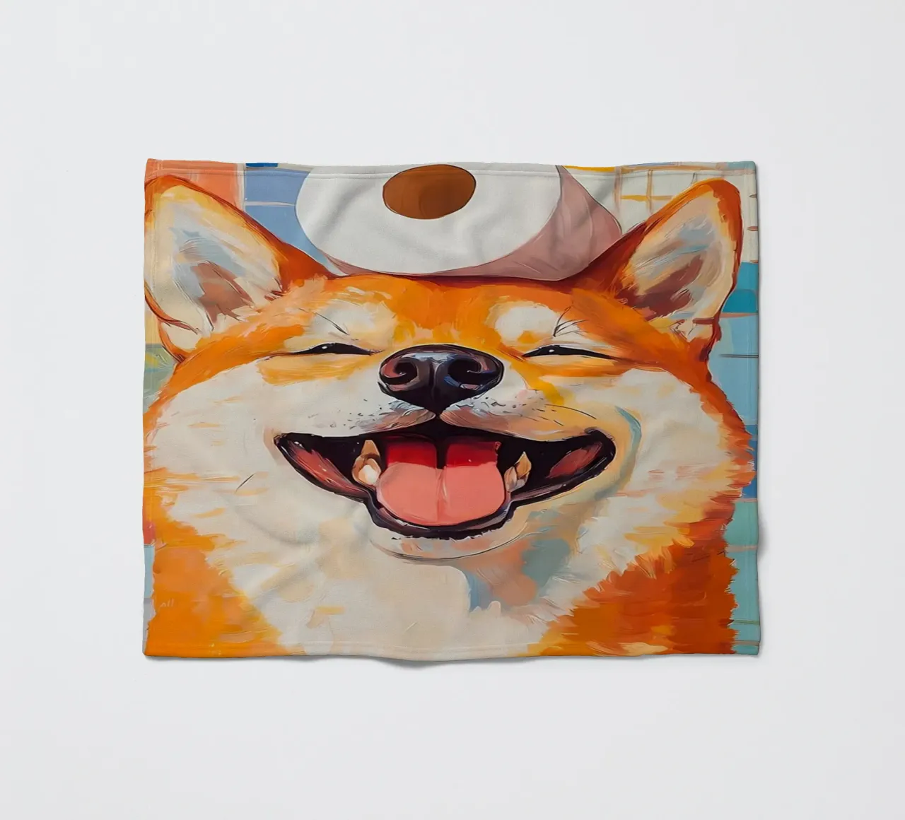 Shiba Inu sorridente con la carta igienica coperta in pile da Adrian Patel