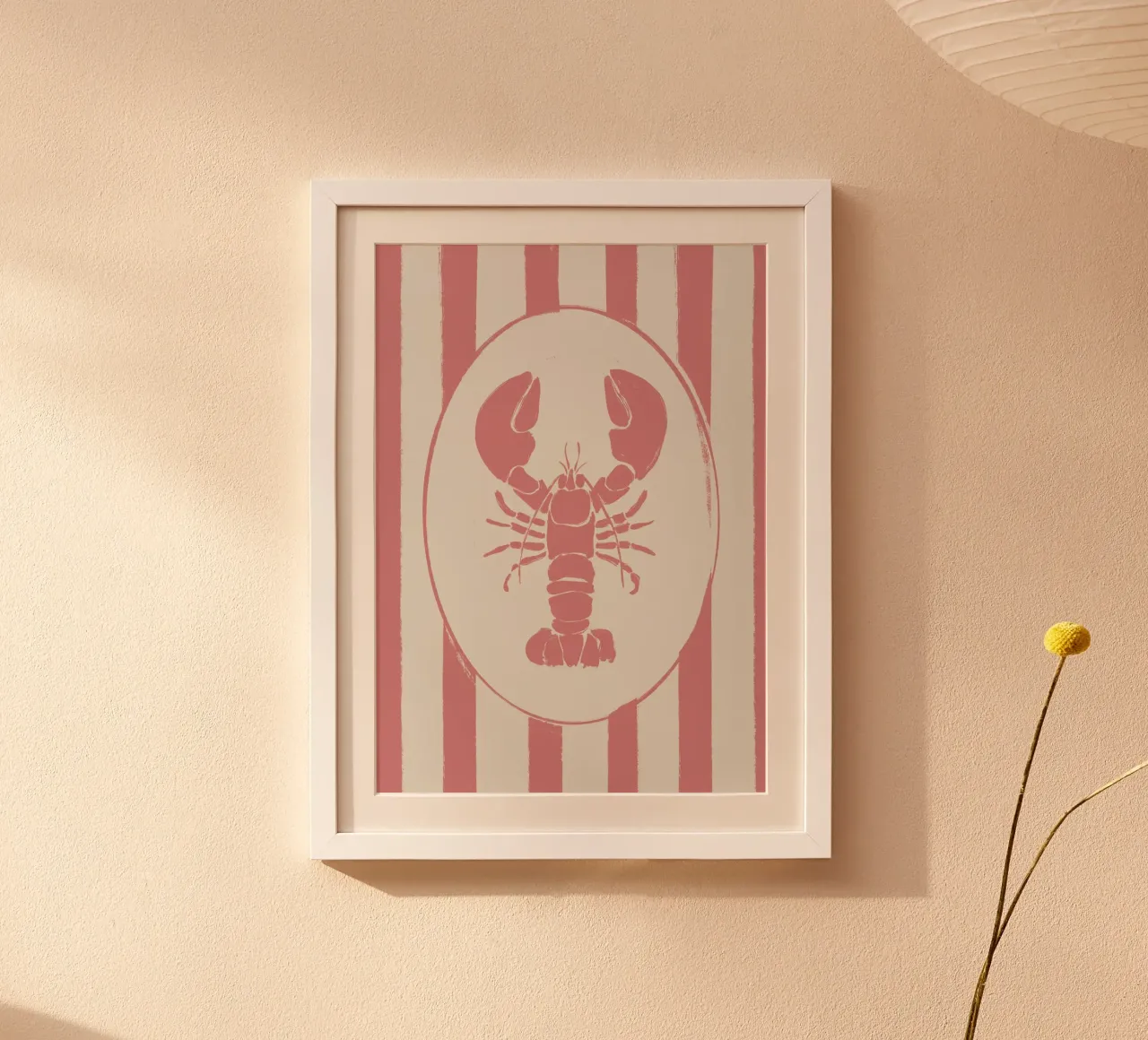 Aragosta rosa e a righe poster con telaio in plastica da Sixmai