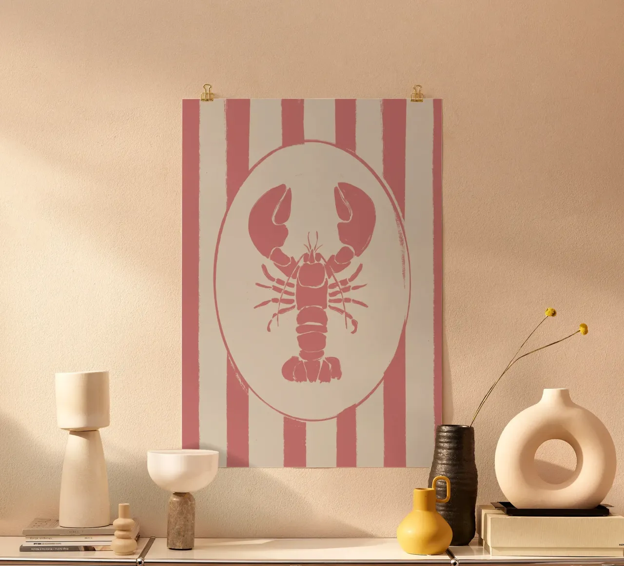 Aragosta rosa e a righe poster da Sixmai