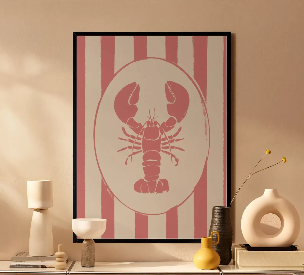 Aragosta rosa e a righe poster da Sixmai