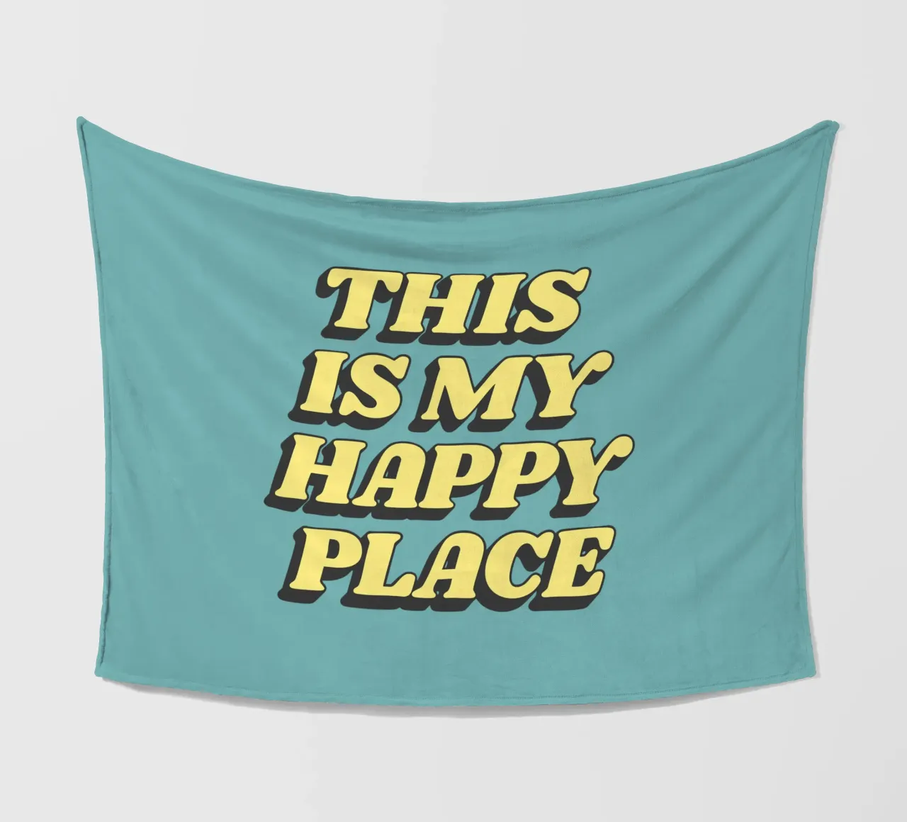 Impression typographique "This is My Happy Place" en jaune, bleu et noir plaid polaire de THE MOTIVATED TYPE