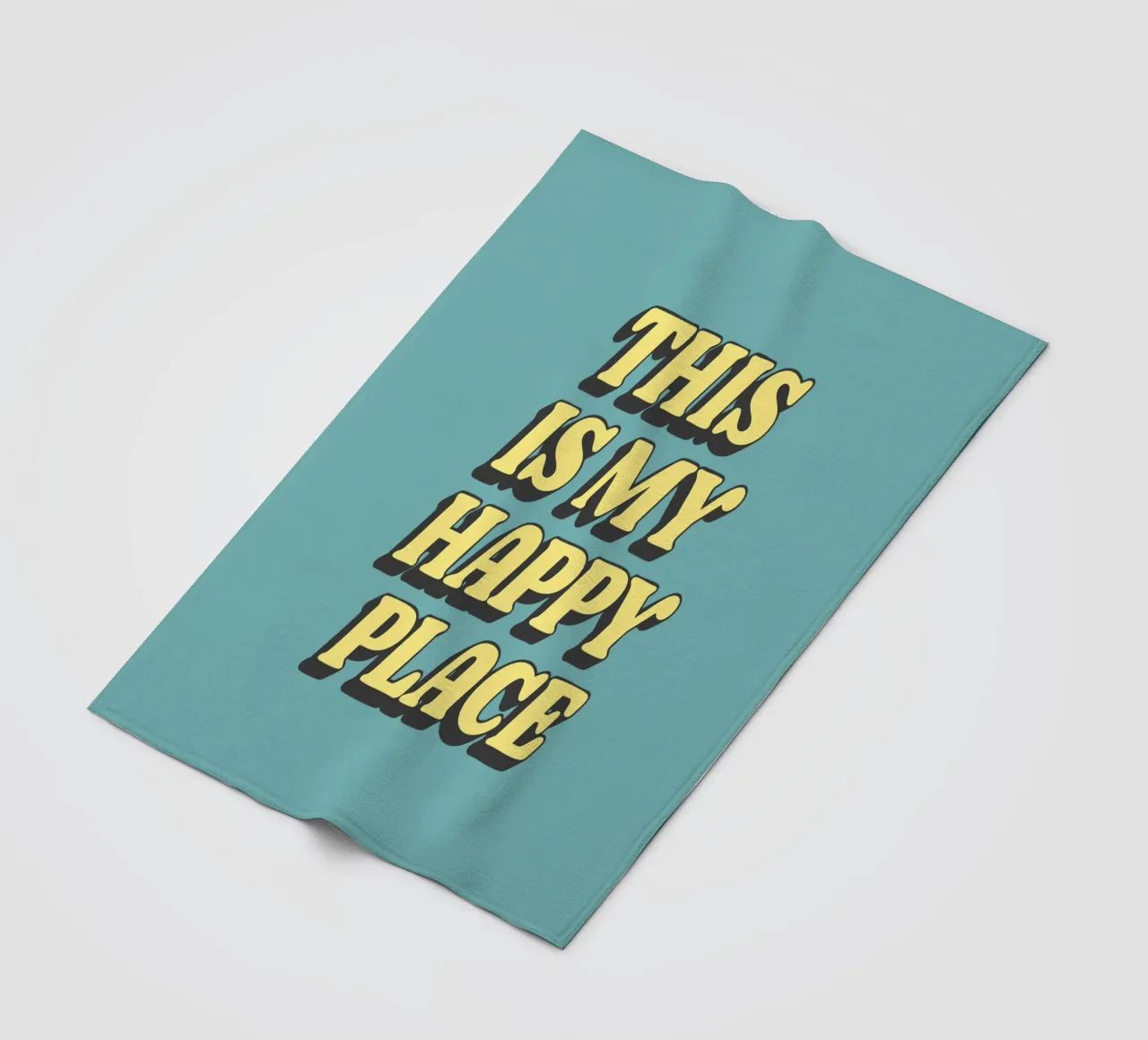 Impression typographique "This is My Happy Place" en jaune, bleu et noir plaid polaire de THE MOTIVATED TYPE