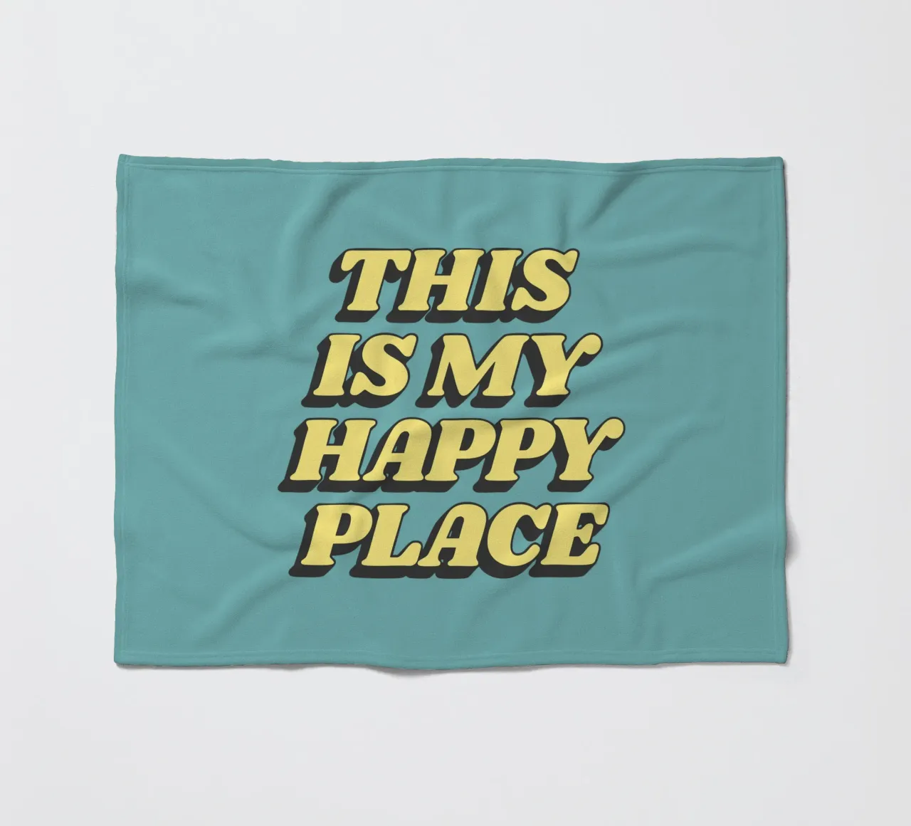 Impression typographique "This is My Happy Place" en jaune, bleu et noir plaid polaire de THE MOTIVATED TYPE