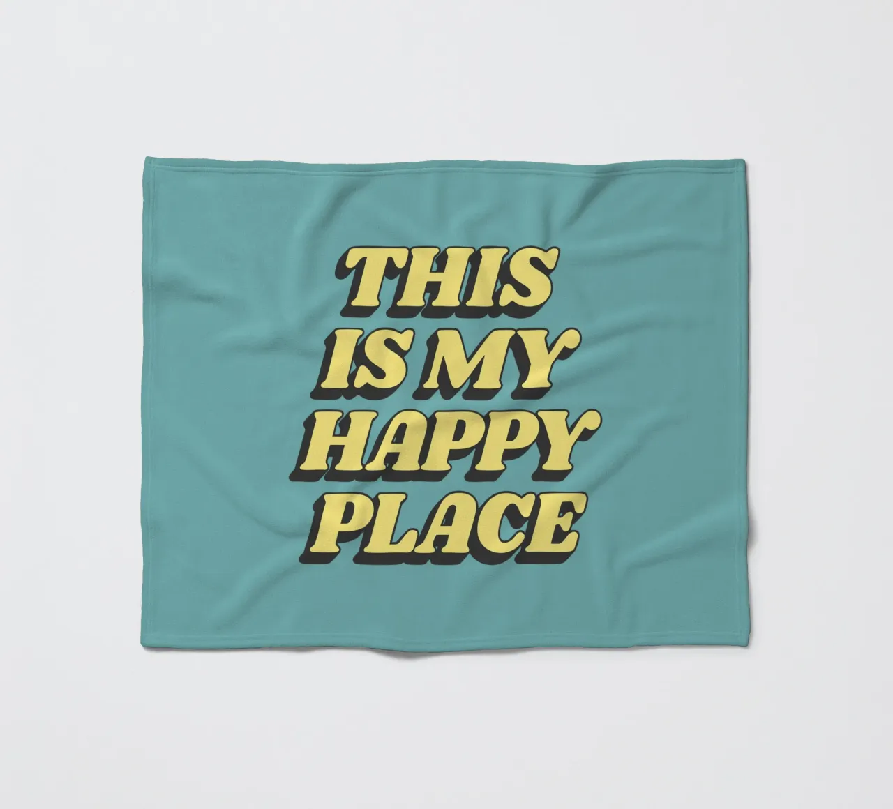 Impression typographique "This is My Happy Place" en jaune, bleu et noir plaid polaire de THE MOTIVATED TYPE