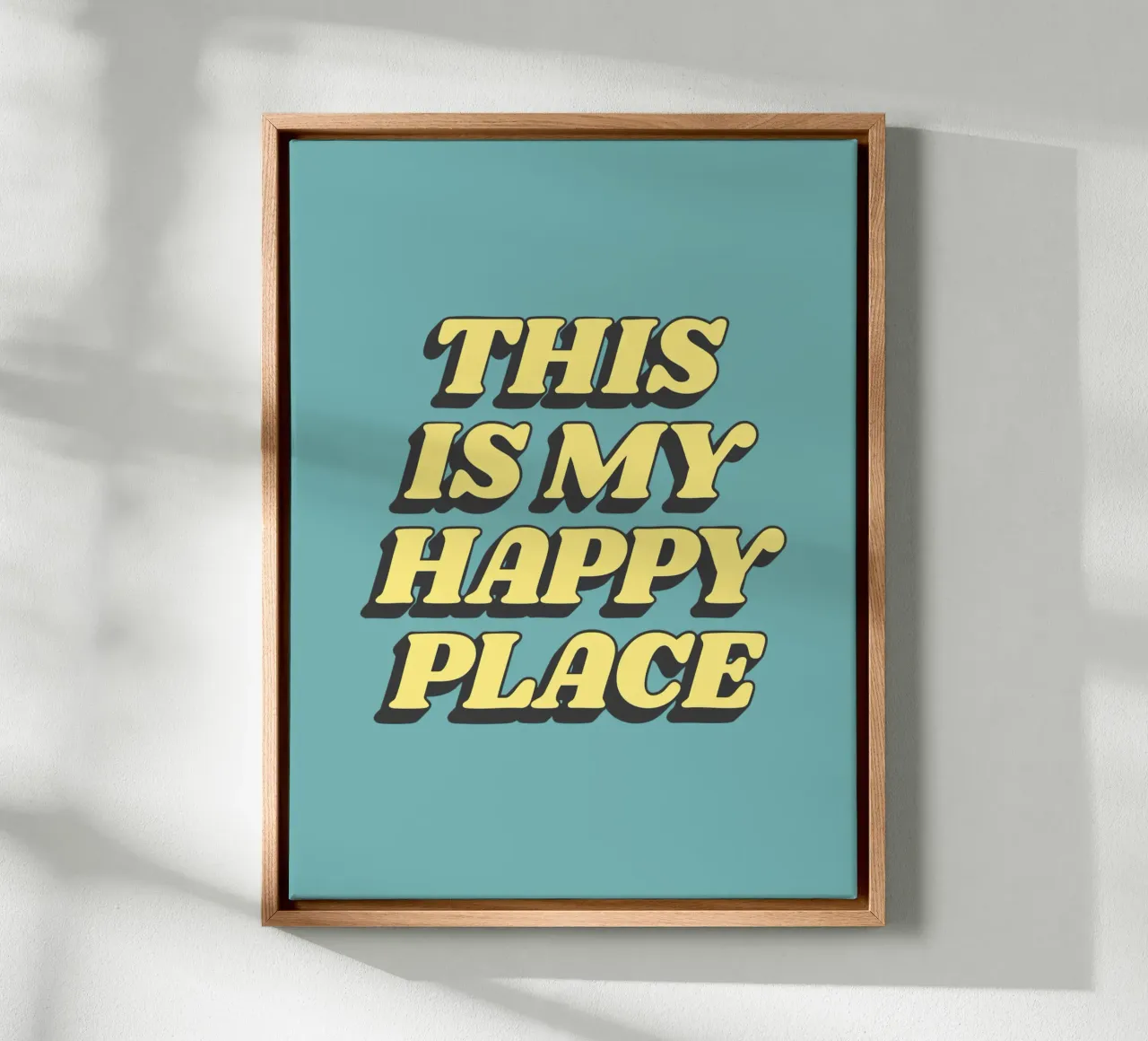 This is My Happy Place Typography Print in Yellow Blue Black canvas by THE MOTIVATED TYPE