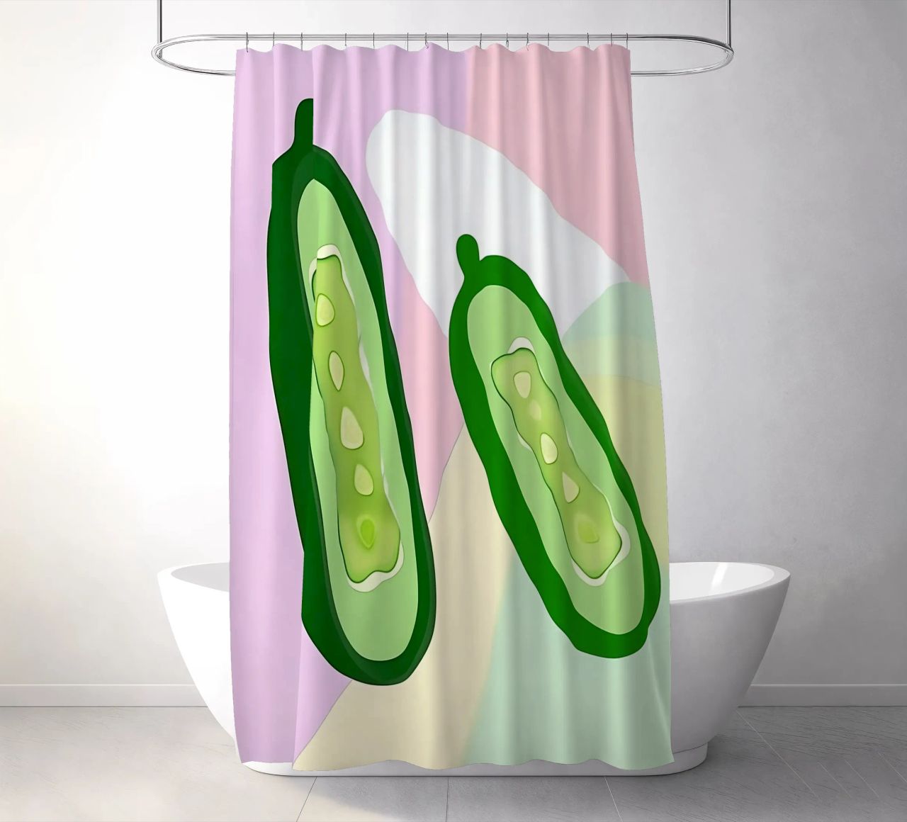 Cucumber_Style_A_2 shower curtain by Pink- und LoveArt by LK