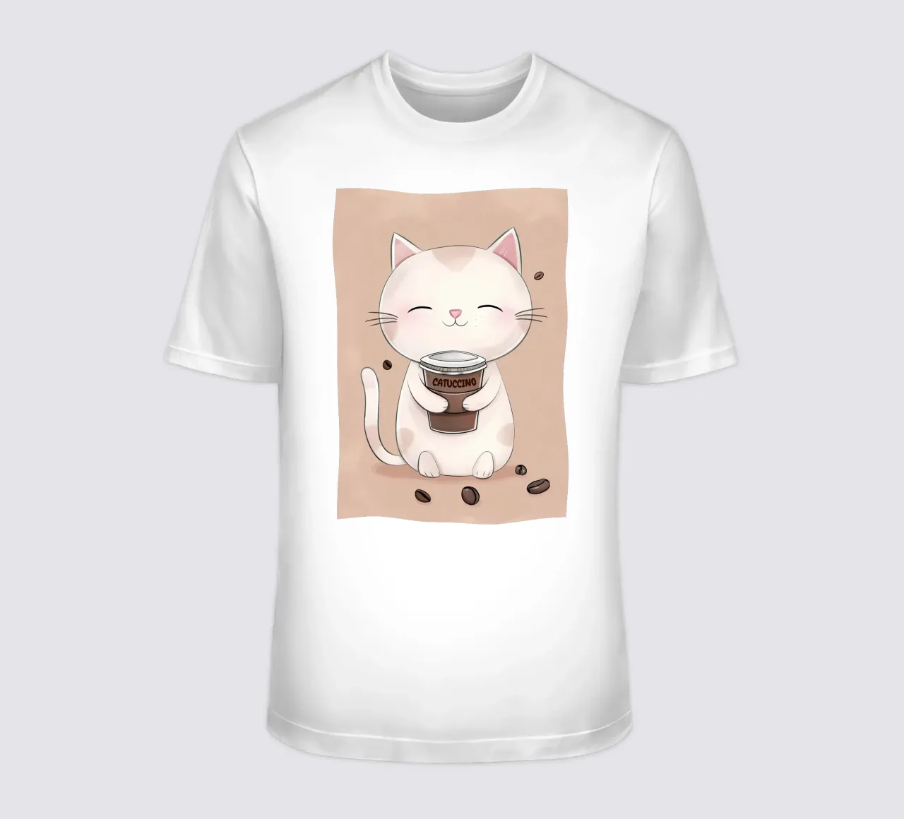 Gatto felice con caffè t-shirt da Bartosz Powalka