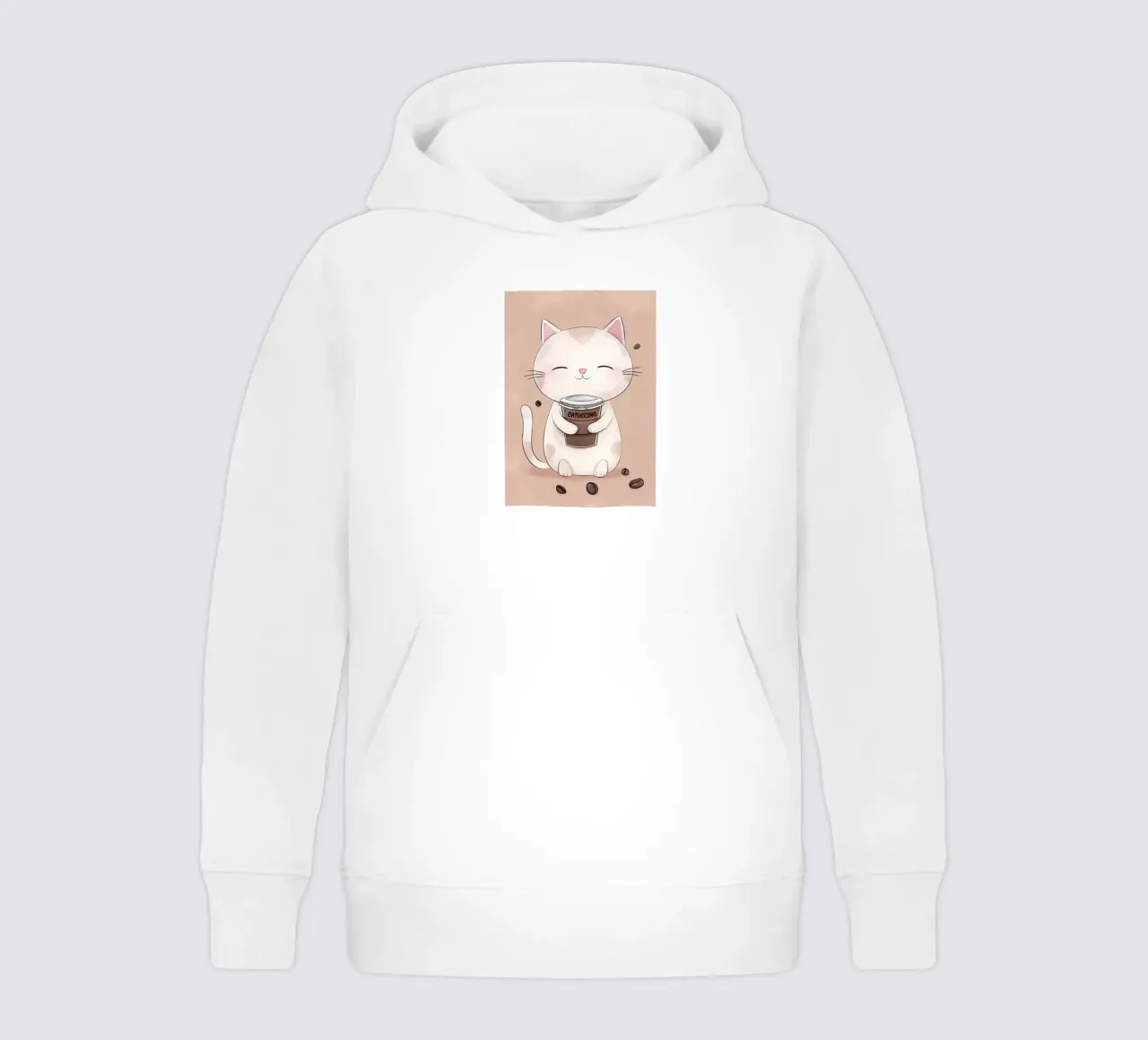 Gatto felice con caffè felpa bambino con cappuccio da Bartosz Powalka