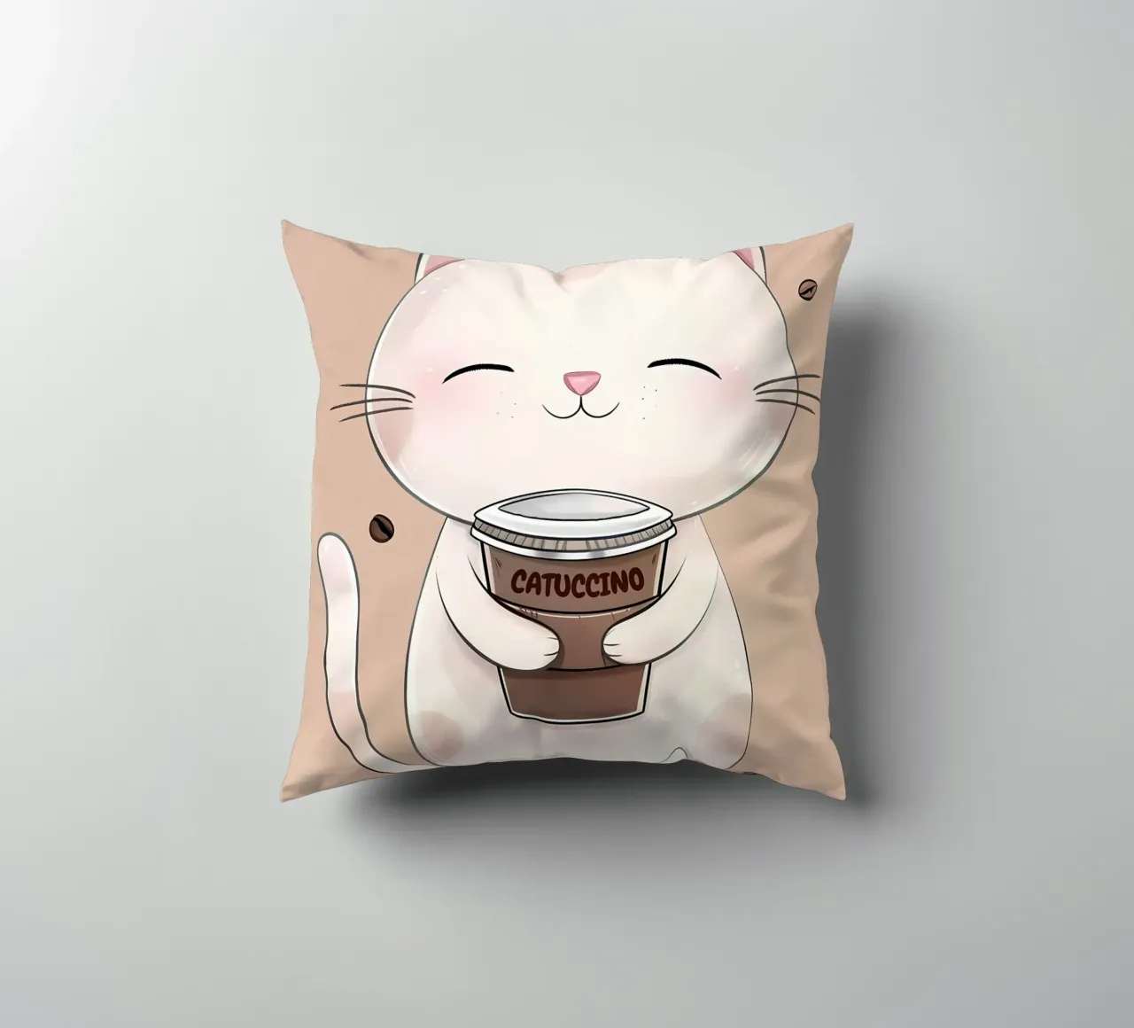 Gatto felice con caffè cuscino da Bartosz Powalka