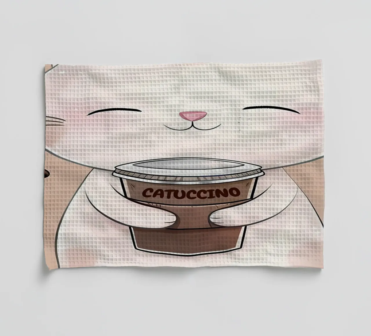 Gatto felice con caffè canovaccio da cucina da Bartosz Powalka