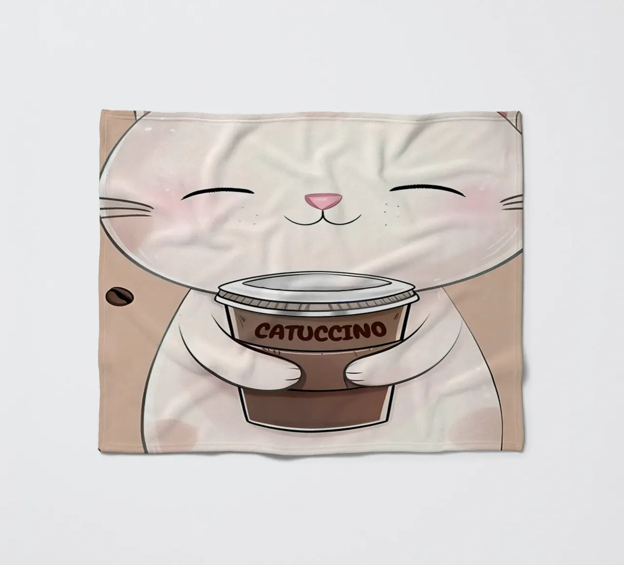 Gatto felice con caffè coperta in pile da Bartosz Powalka