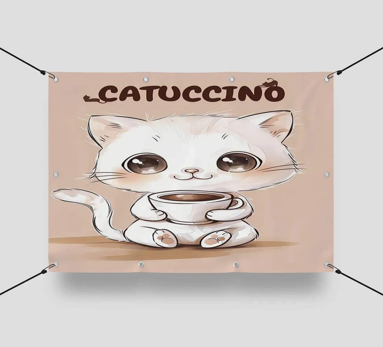 Adorabile gatto con caffè telo in pvc da Bartosz Powalka