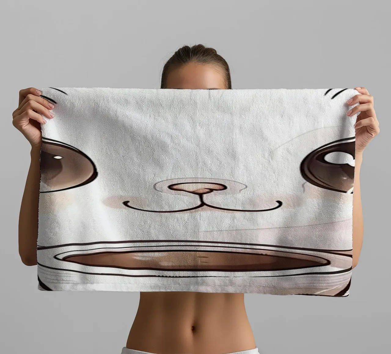 Adorable Cat With Coffee towel by Bartosz Powalka