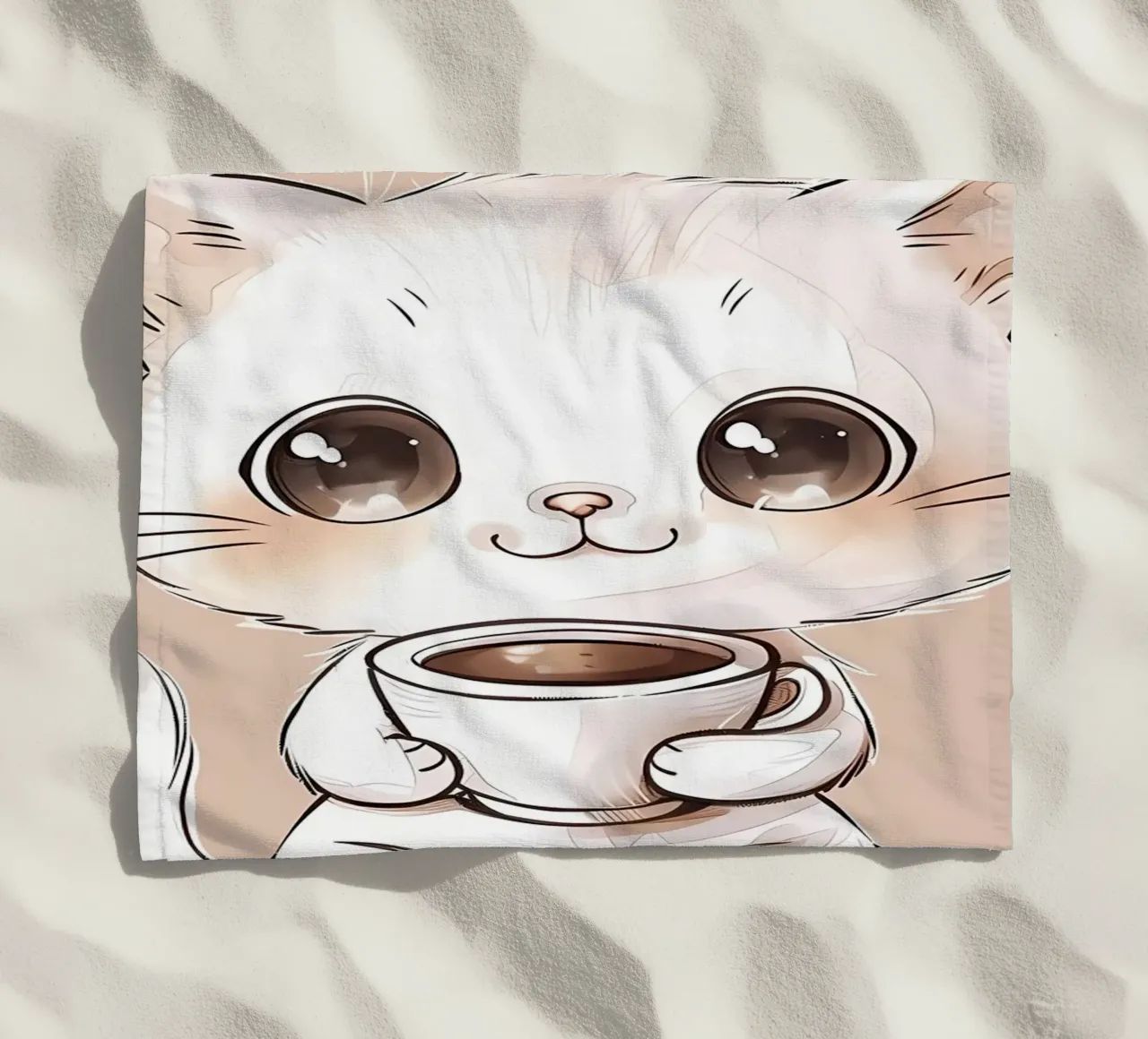 Adorabile gatto con caffè telo mare da Bartosz Powalka