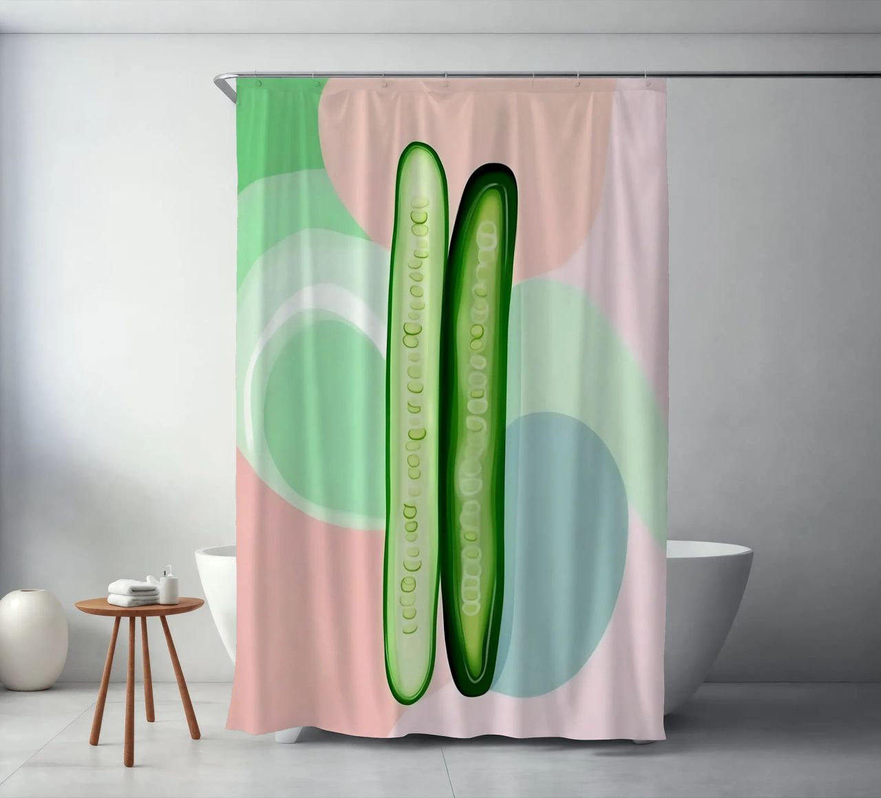 Cucumber_Style_A_3 shower curtain by Pink- und LoveArt by LK