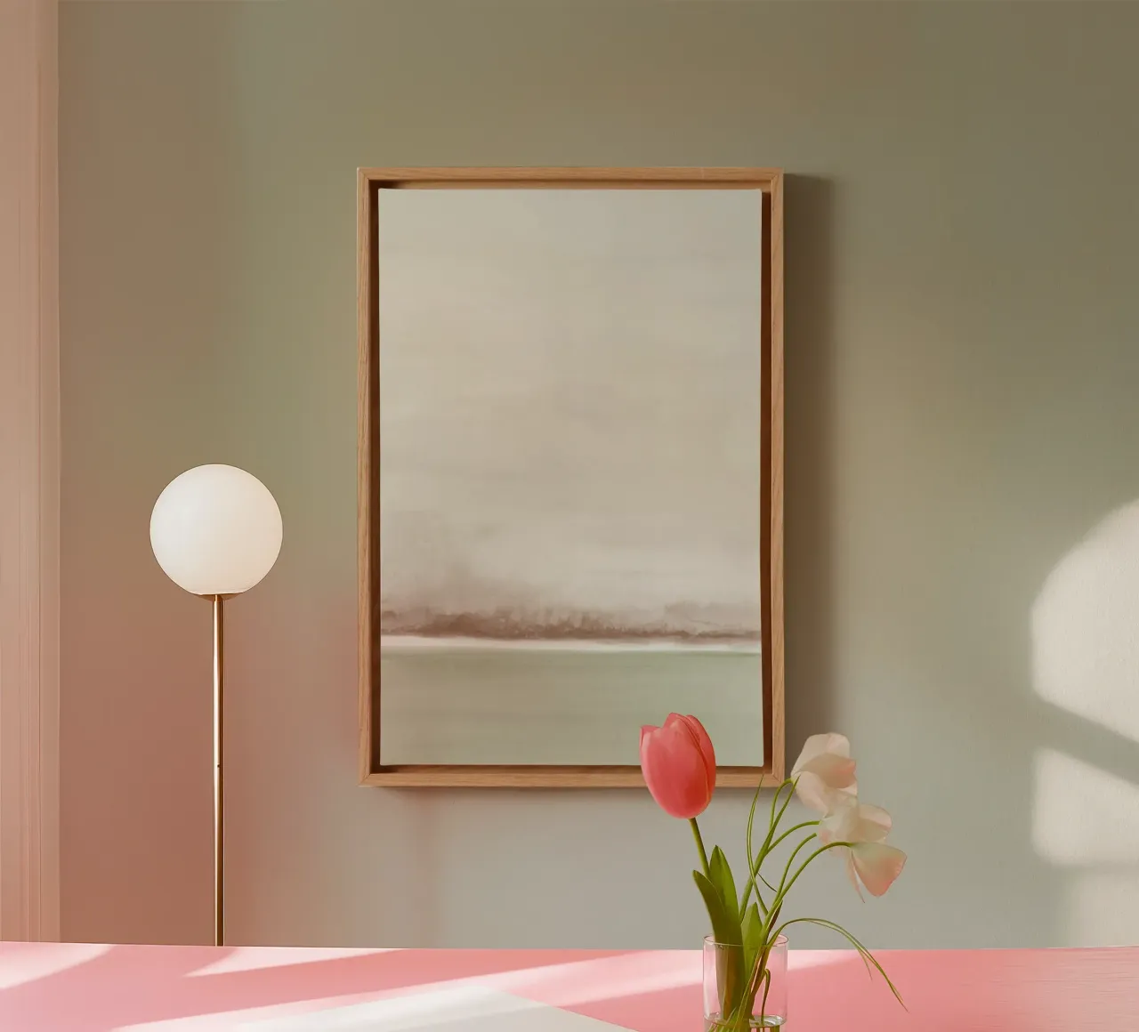 Paesaggio astratto ad acquerello 1 tela con Cornice a cassetta da NouveauPrints