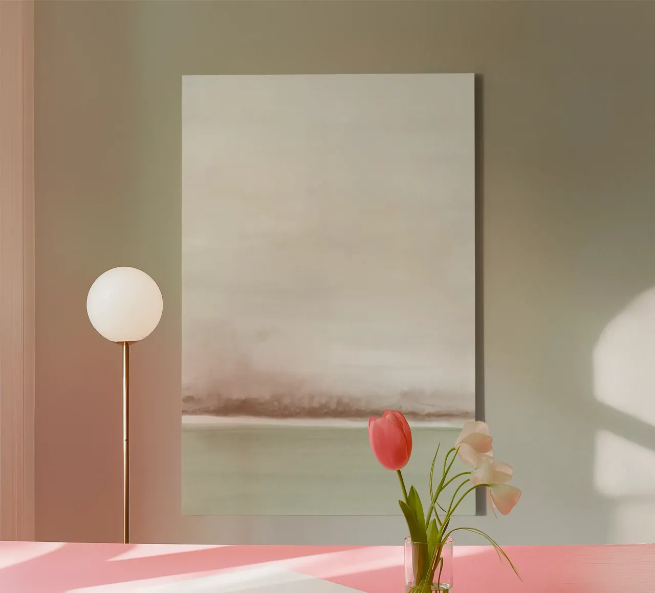 Paesaggio astratto ad acquerello 1 tela con Cornice a cassetta da NouveauPrints