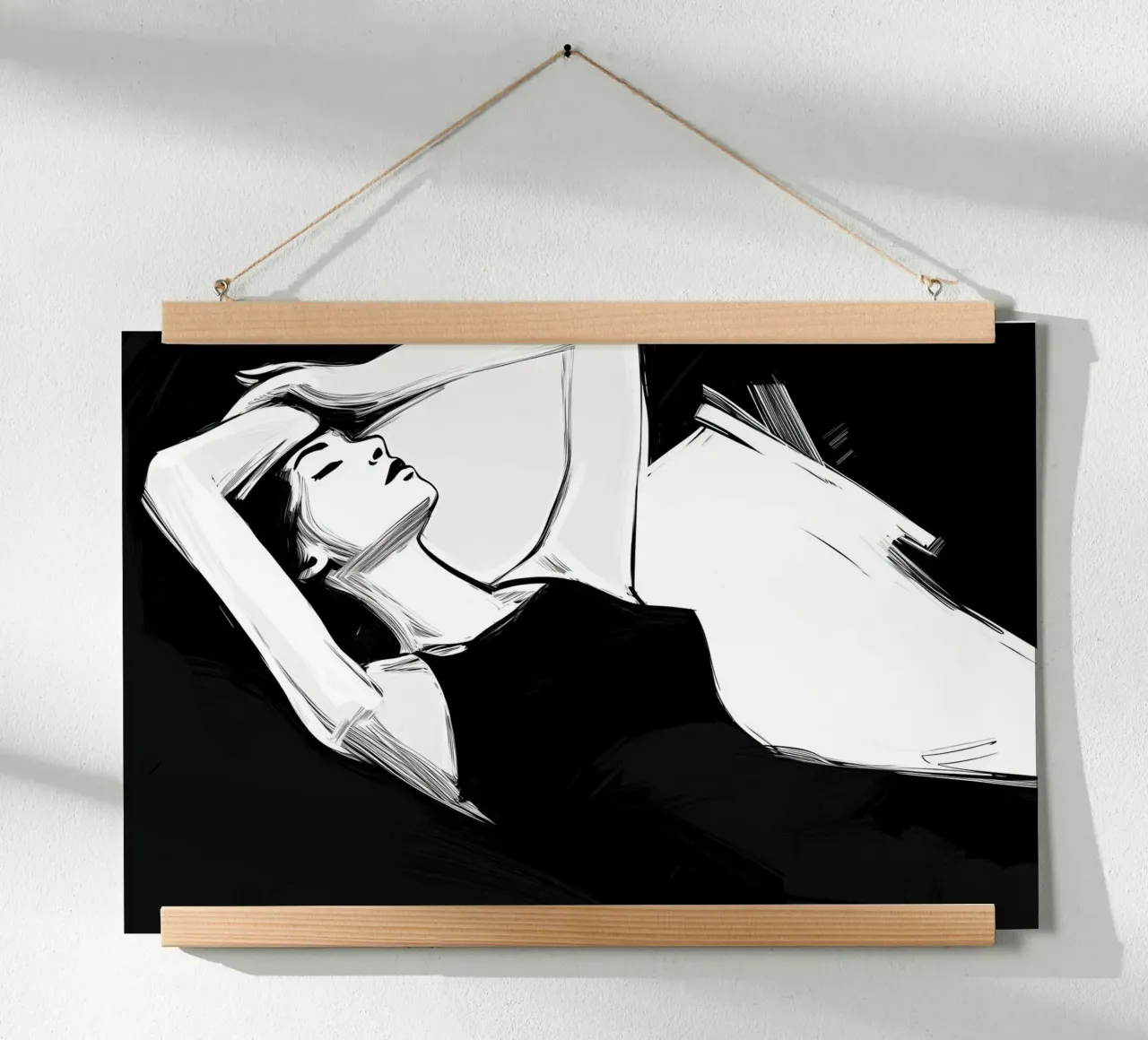 Disegno di una giovane donna rilassata in bianco e nero poster da Autofocus