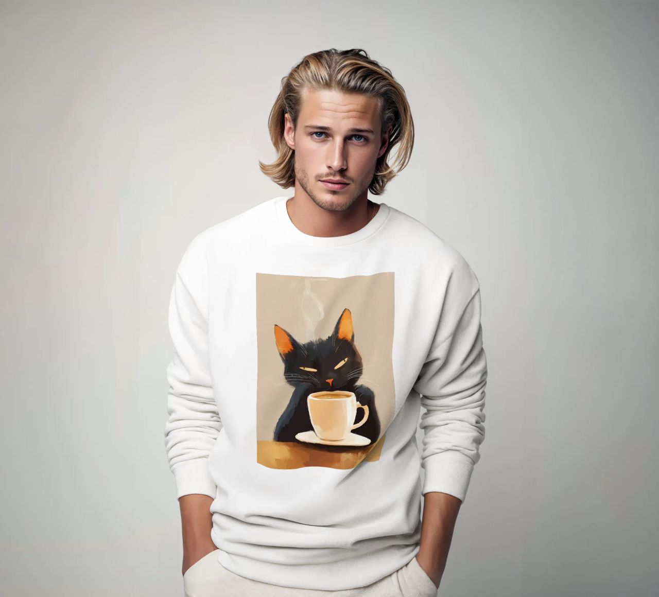 Gatto con caffè felpa da Bartosz Powalka