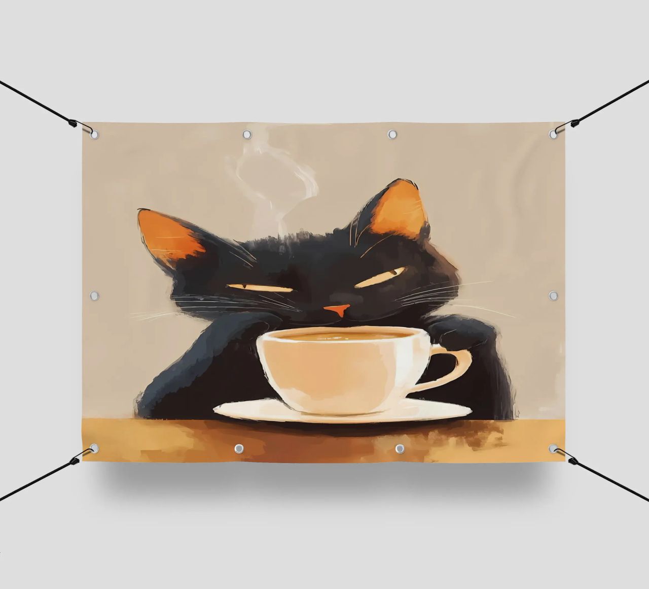 Gatto con caffè telo in pvc da Bartosz Powalka