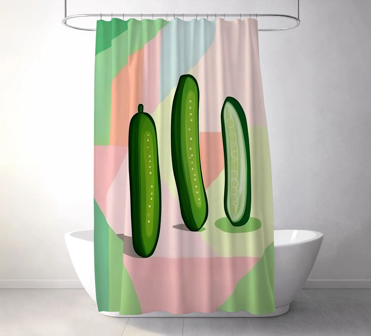 Cucumber_Style_A_5 shower curtain by Pink- und LoveArt by LK