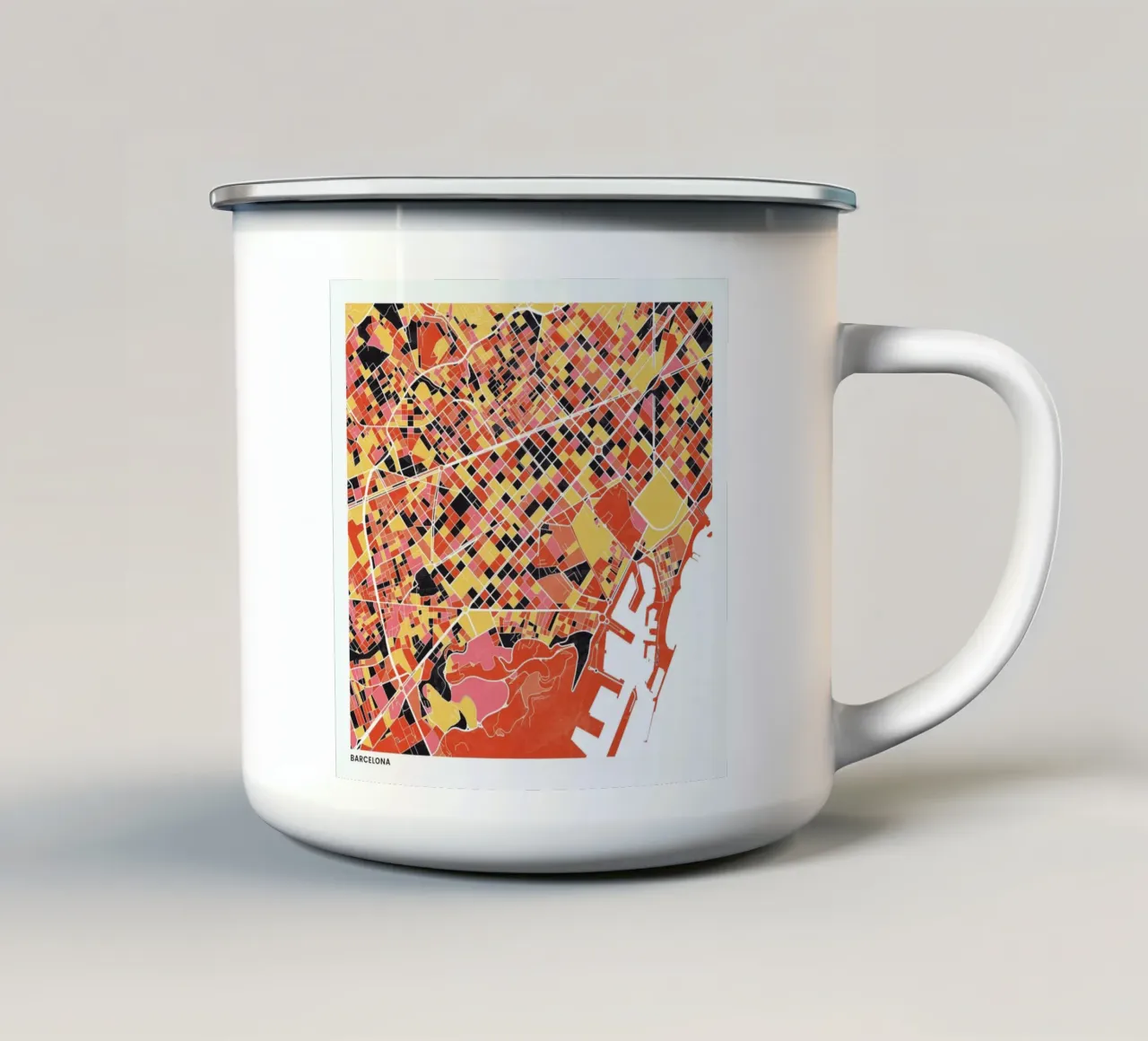Barcelona II tazza in smalto da The Cartography Collection