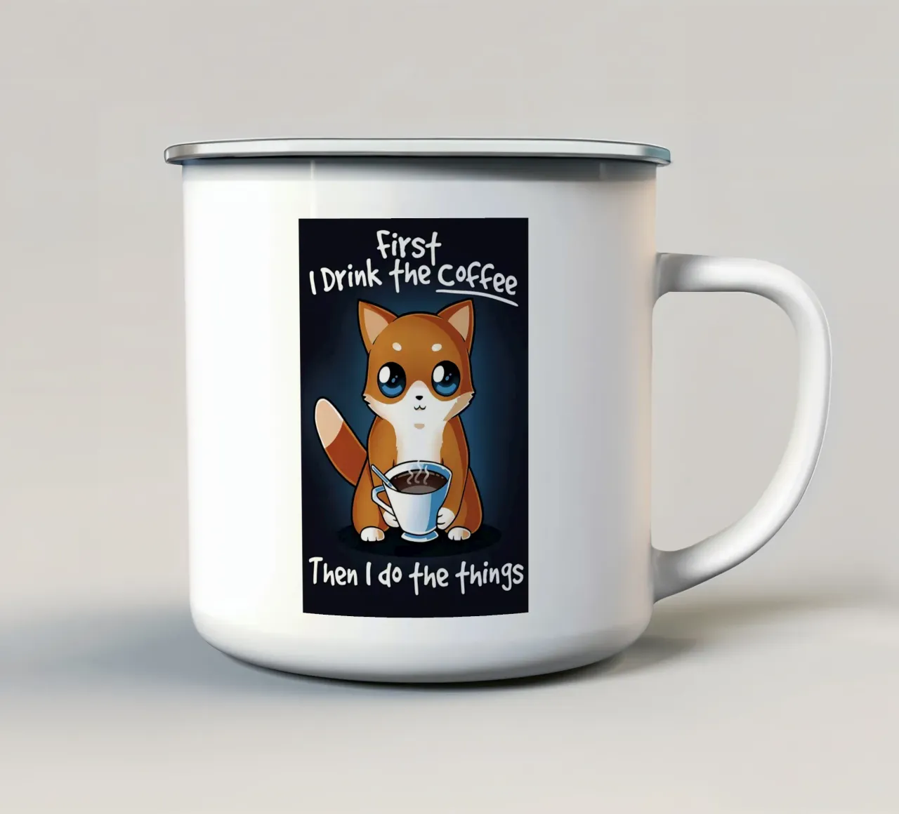 Gatto al caffè tazza in smalto da Bartosz Powalka
