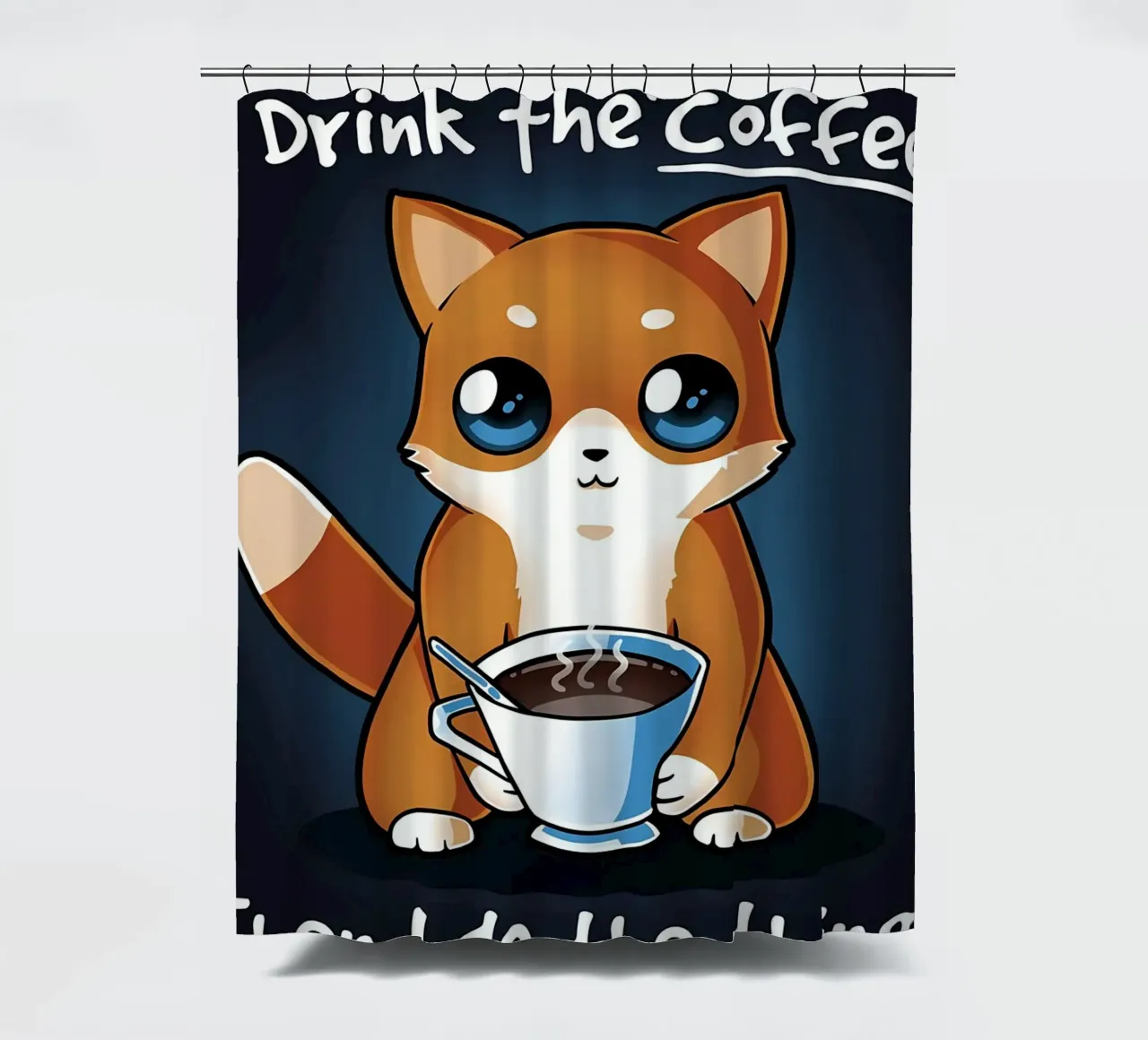 Coffee Cat shower curtain by Bartosz Powalka