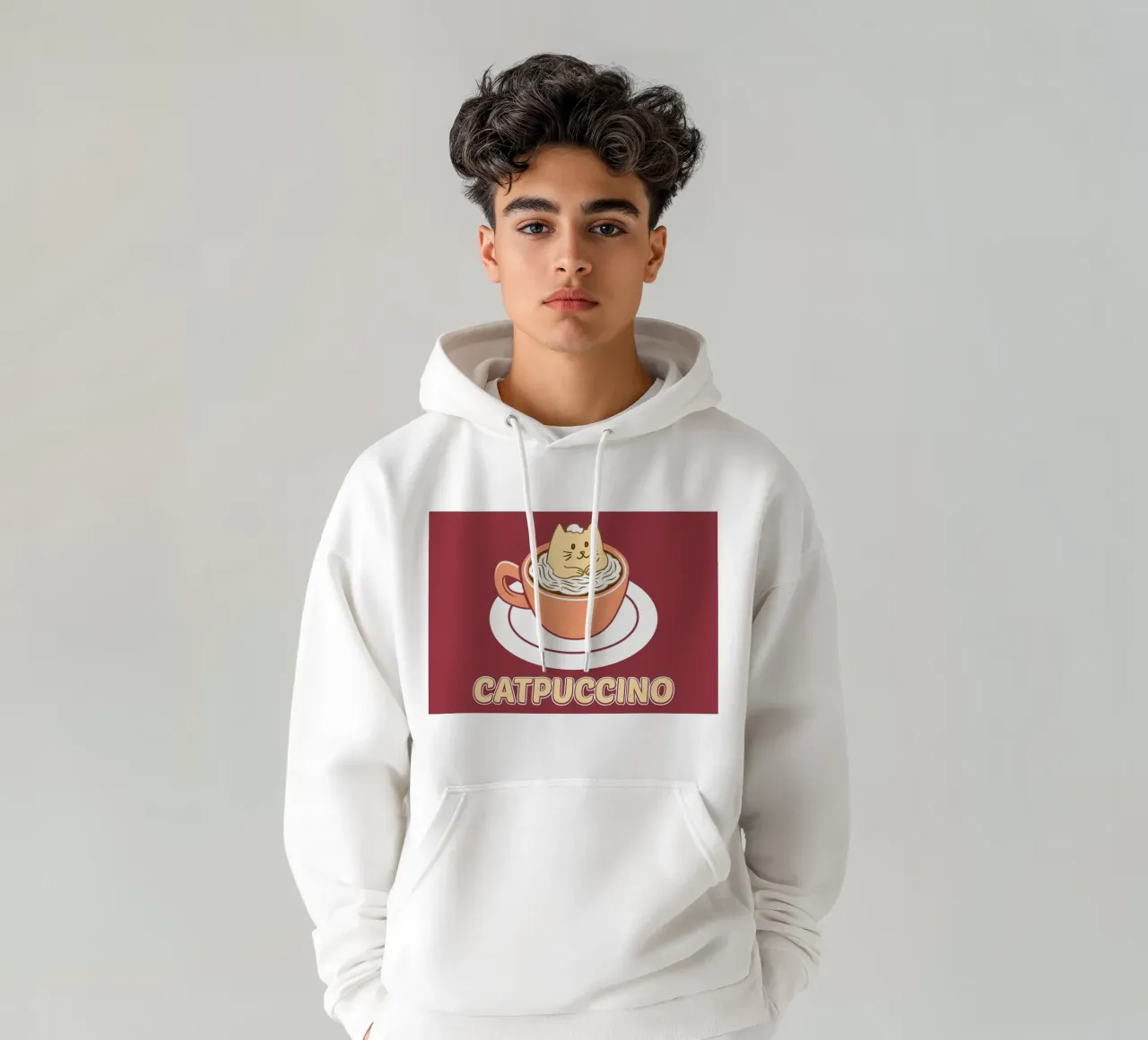 Caffè per amanti dei gatti Catpuccino felpa con cappuccio da Bartosz Powalka