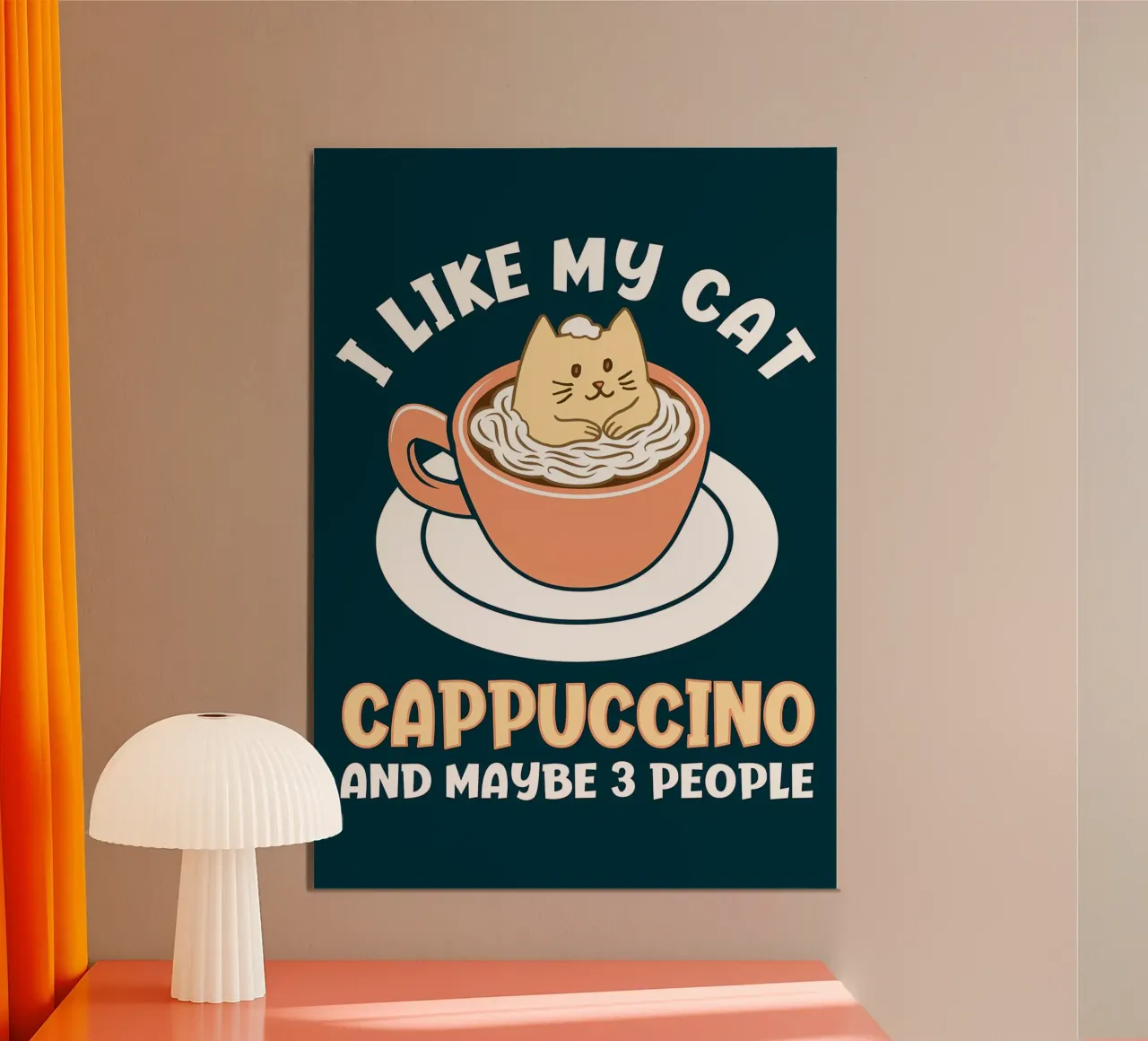 Mi piace il mio gatto Cappuccino poster con telaio in alluminio da Bartosz Powalka