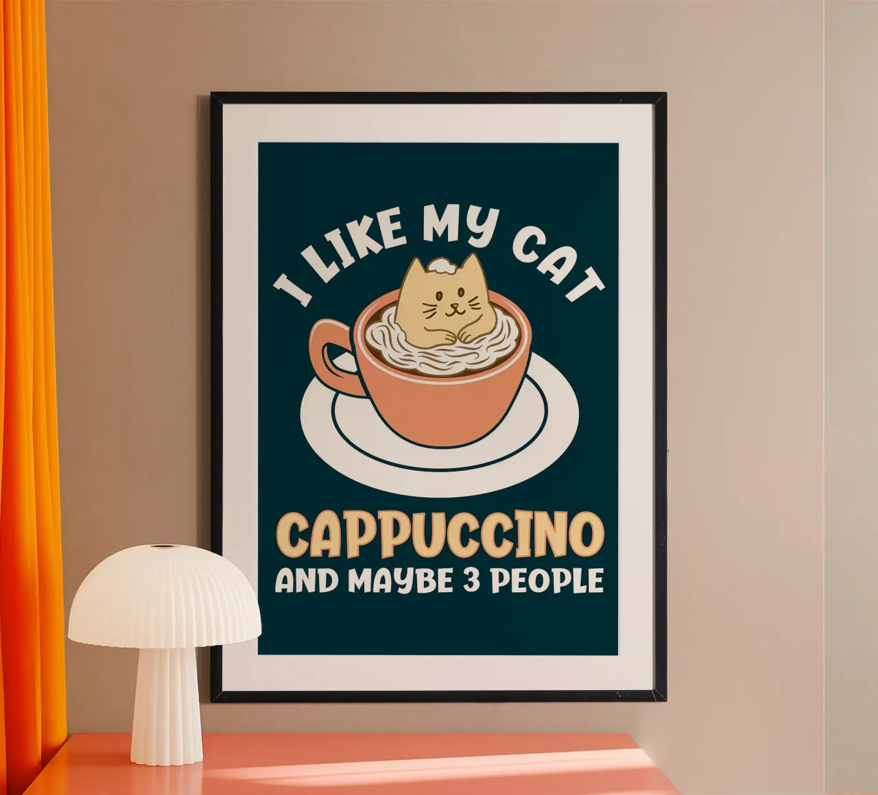 Mi piace il mio gatto Cappuccino poster con telaio in alluminio da Bartosz Powalka