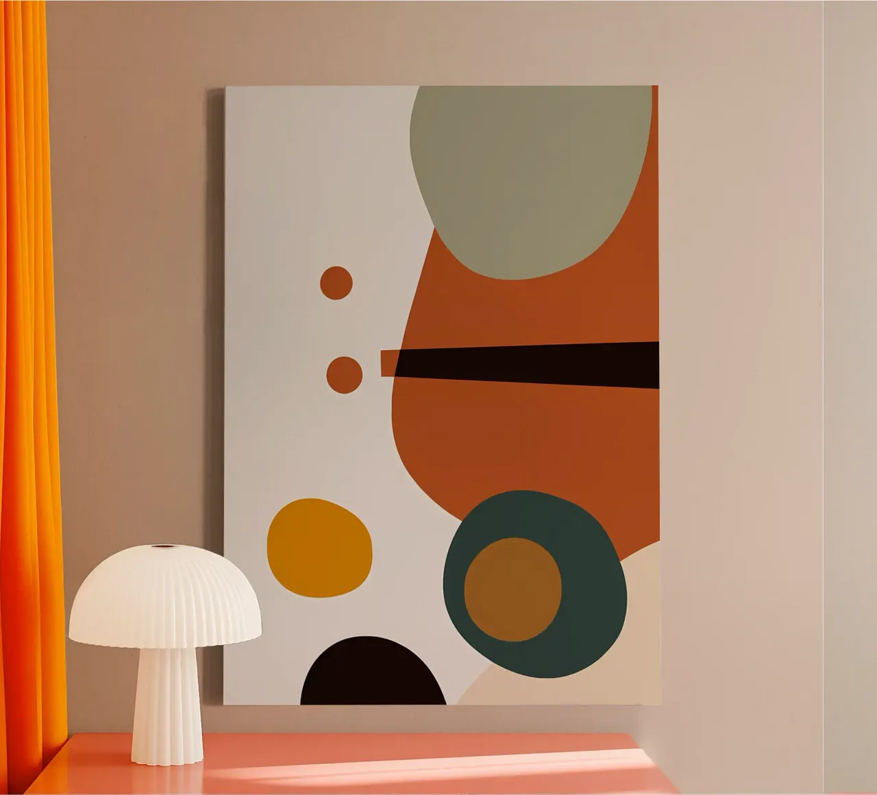 Geometrisch abstract canvas met Baklijst van Aiden Garcia