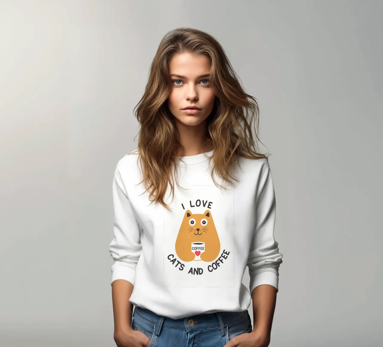 Ich liebe Katzen und Kaffee Sweatshirt von Bartosz Powalka