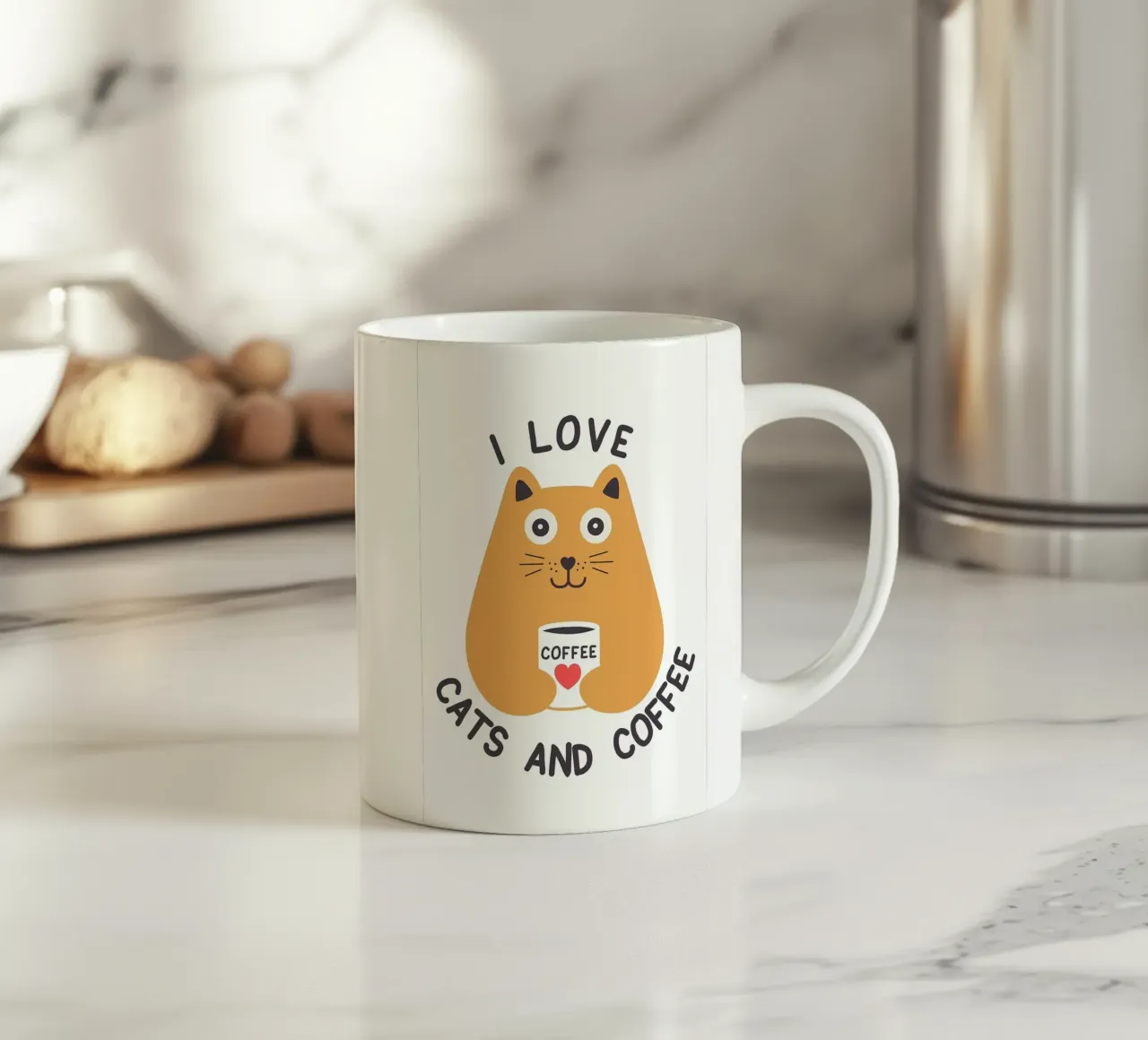 Amo i gatti e il caffè tazza in ceramica da Bartosz Powalka