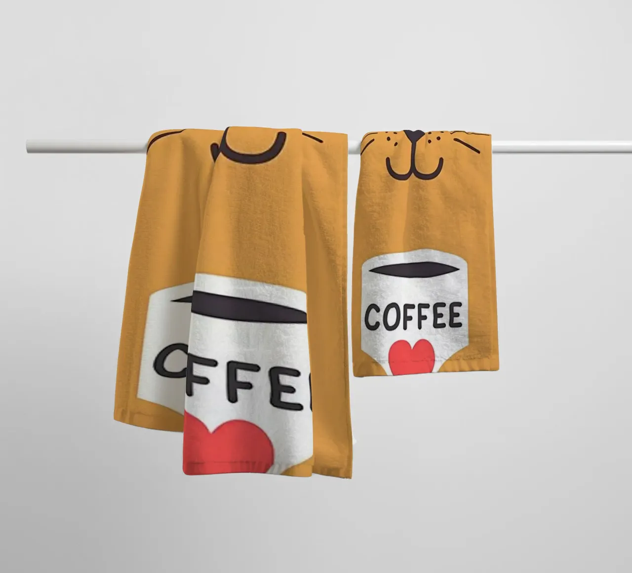 Amo i gatti e il caffè asciugamano da bagno da Bartosz Powalka