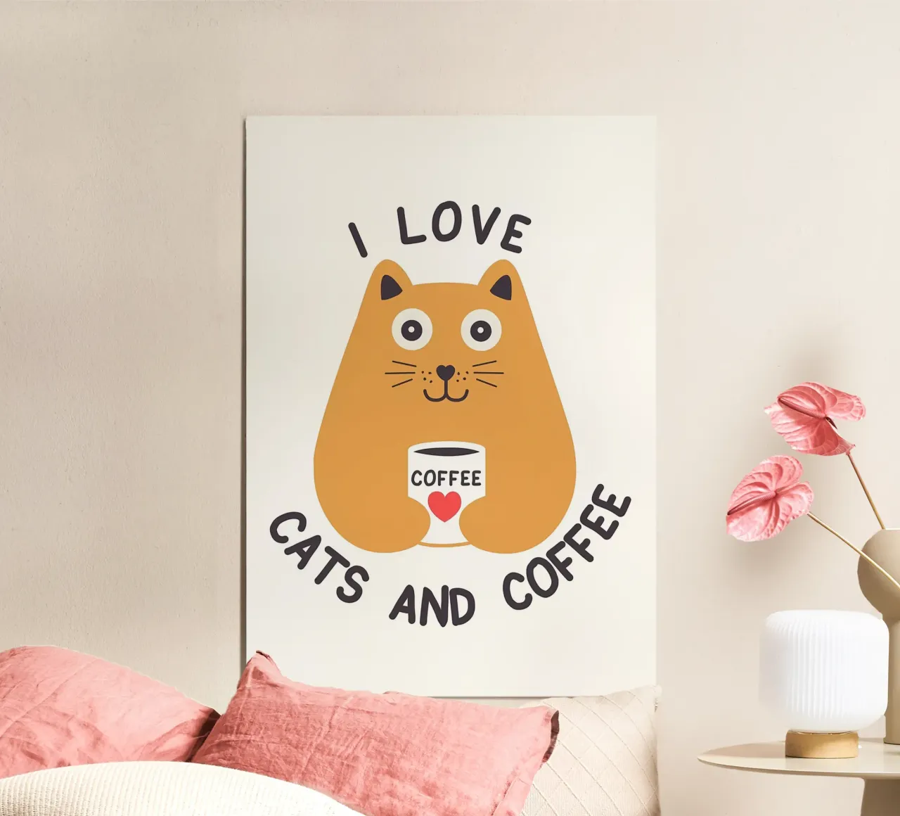 J'aime les chats et le café alu dibond de Bartosz Powalka