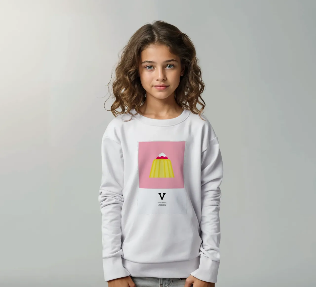 „The Food Alphabet“ - V like Vanilla Pudding felpa bambino da BLAEK Design Studio